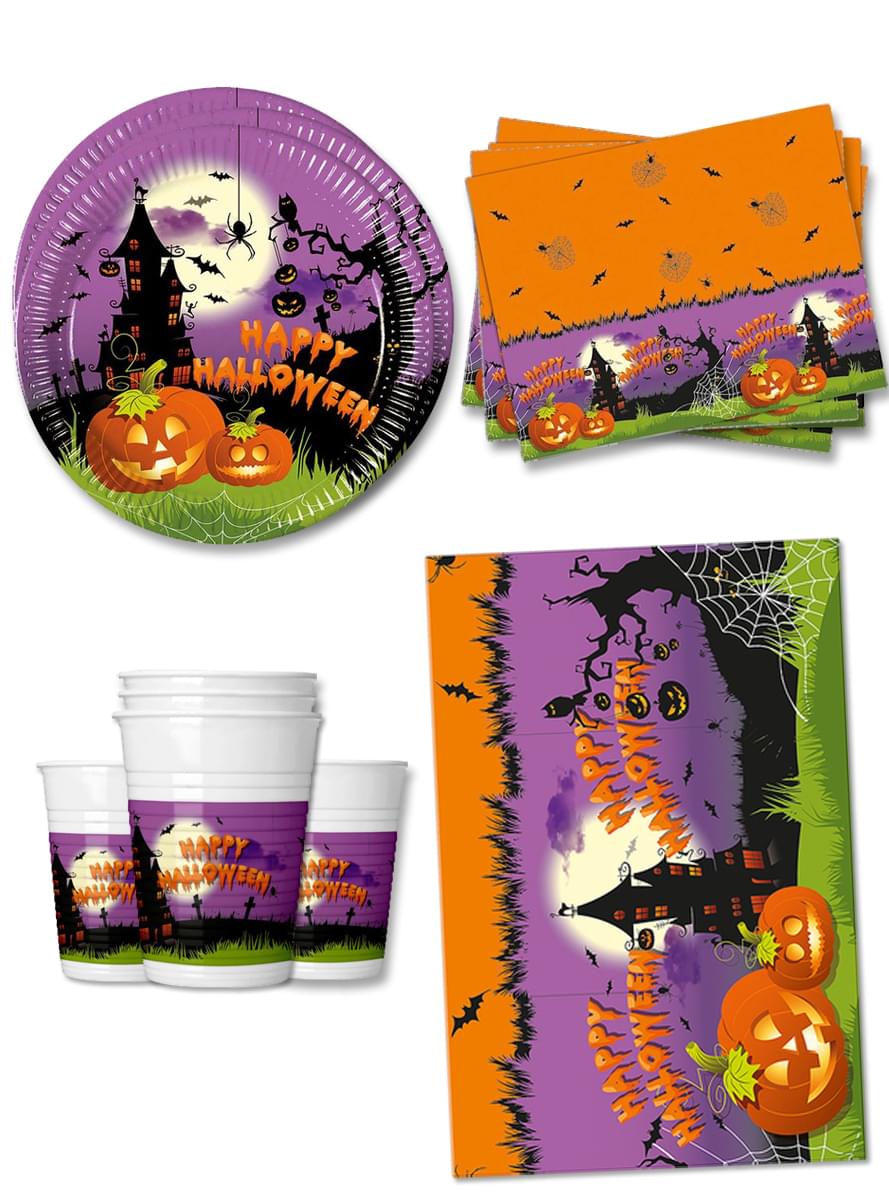 Party dekorace dýně pro 16 lidí - Happy Spooky Halloween