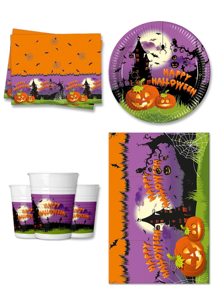 Decorazioni festa Zucca 8 persone - Happy Spooky Halloween
