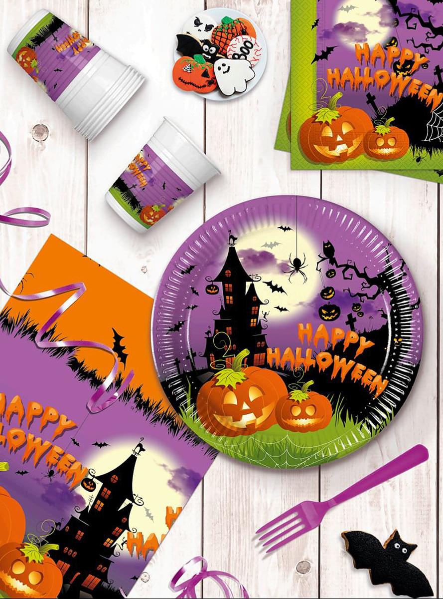 Decorazioni festa Zucca 8 persone - Happy Spooky Halloween