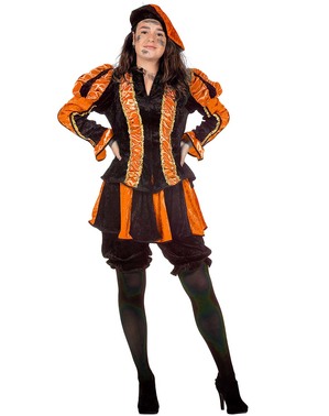 Schwarzer Peter Piet Nikolaushelfer oranges Kostüm für Damen