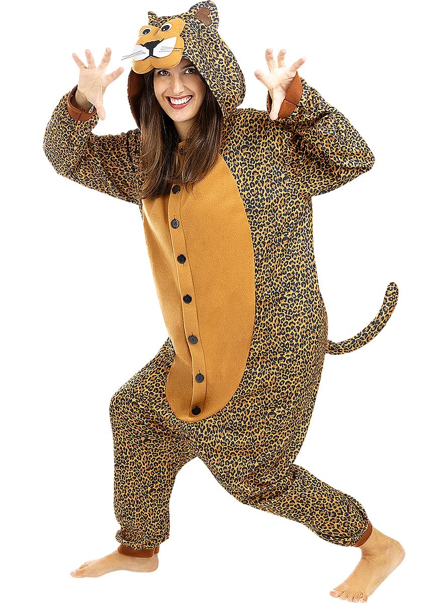 Maskeraddräkt med leopard onesie för vuxen
