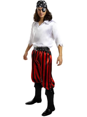 Red And Black Striped Pirate Mens Shirt