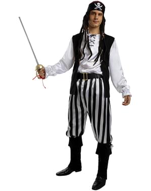 Striped Pirate Costume for Men Plus Size - Black and White Collection