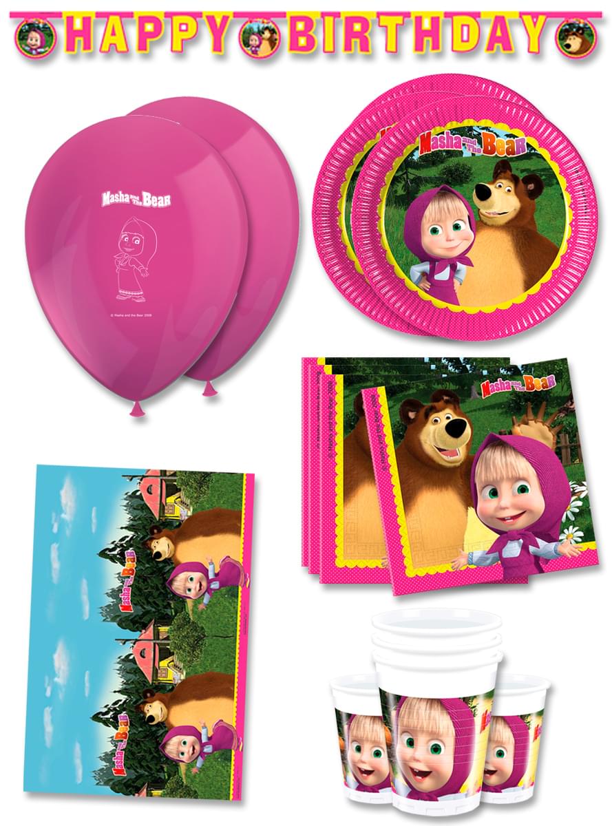 Decoração aniversário premium Masha e o Urso 16 pessoas