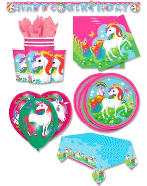 Decorazioni festa premium Unicorno 16 persone - Rainbow Unicorn