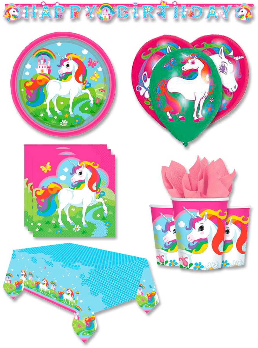 Premium Eenhoorn Feestdecoraties voor 8 personen - Rainbow Unicorn