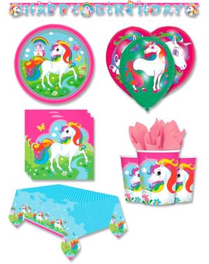 Decorazioni festa premium Unicorno 8 persone - Rainbow Unicorn