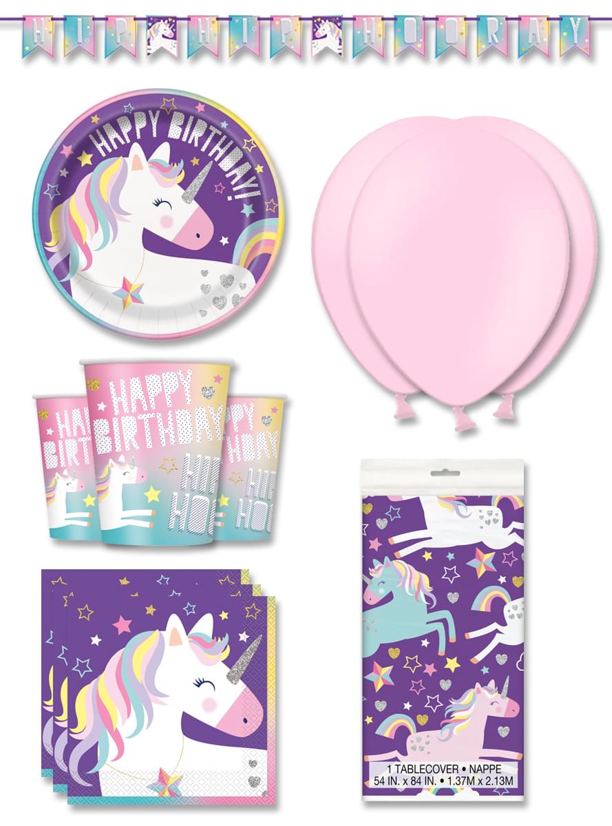 Decorațiune de petrecere unicorn premium 8 persoane - Happy Unicorn