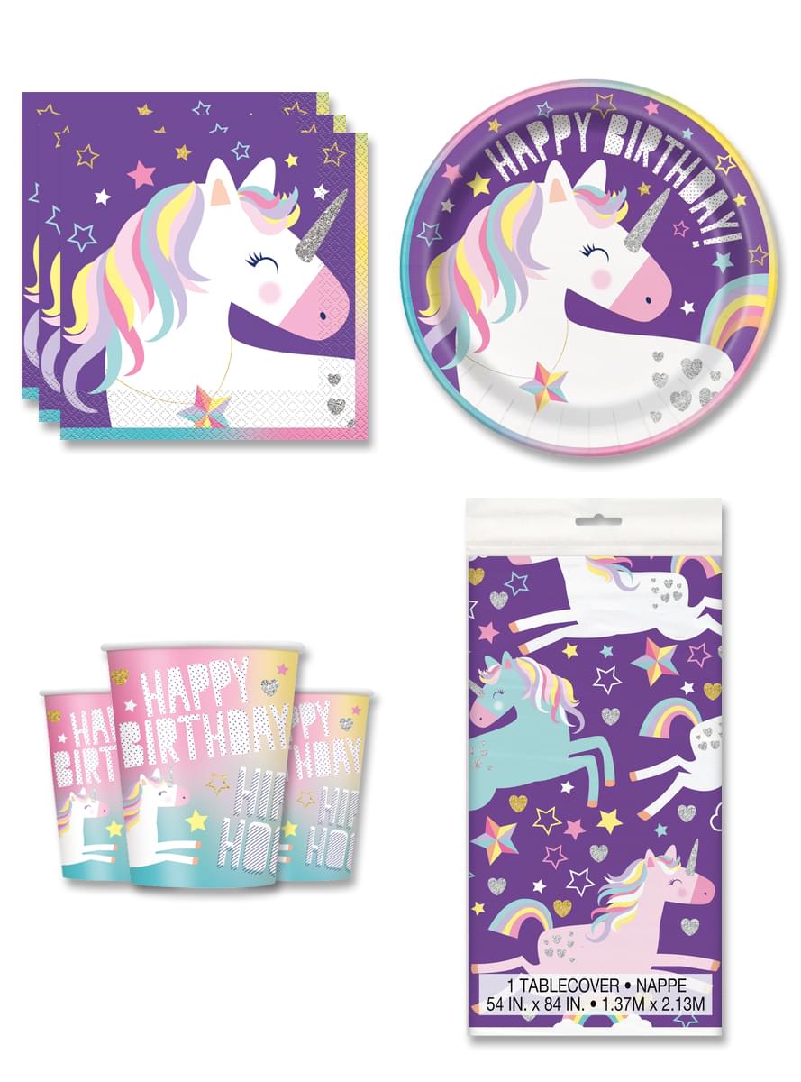 Украса за парти с еднорози за 8 души – Happy Unicorn