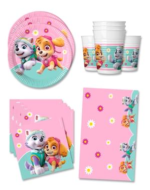 Decorațiune aniversară Paw Patrol 16 persoane - Skye & Everest