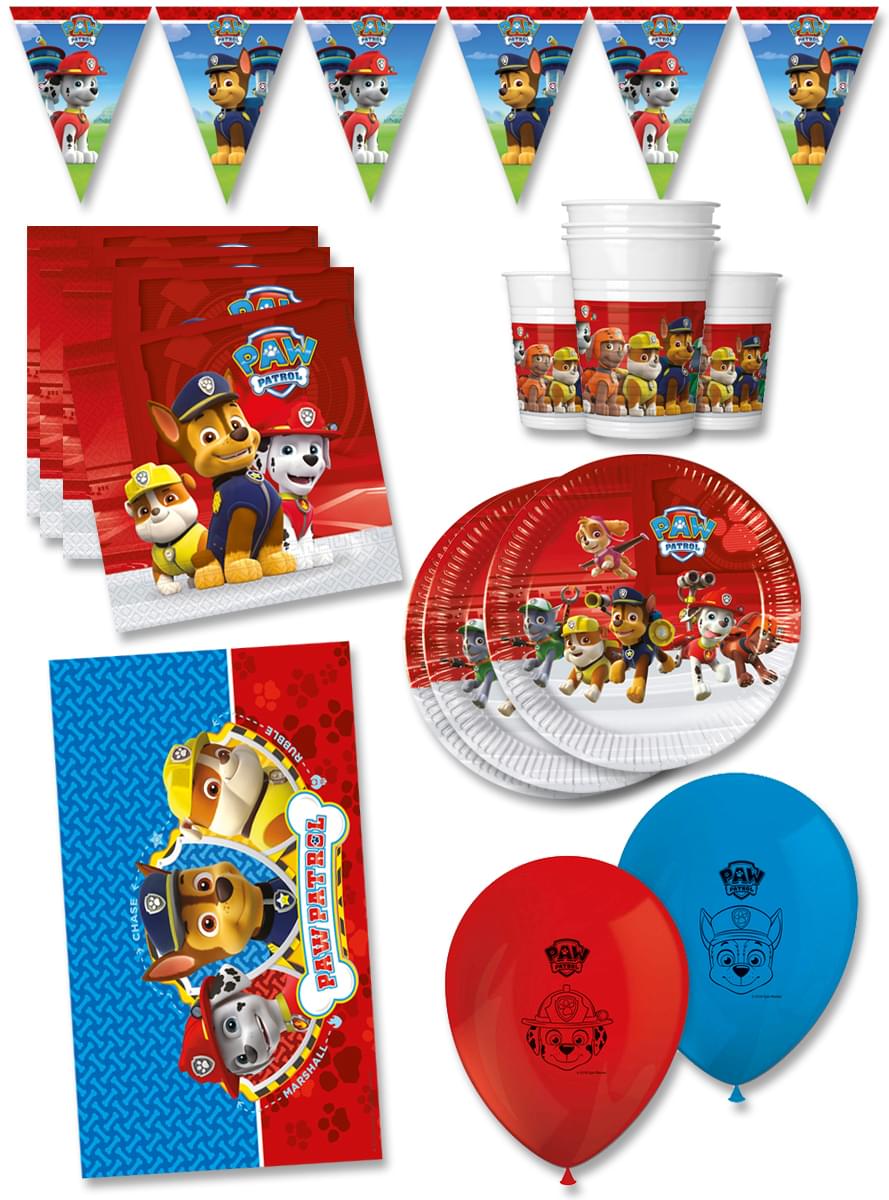 Premium Ryhmä Hau syntymäpäiväkoristeet 16 hengelle - Paw Patrol Ready For Action