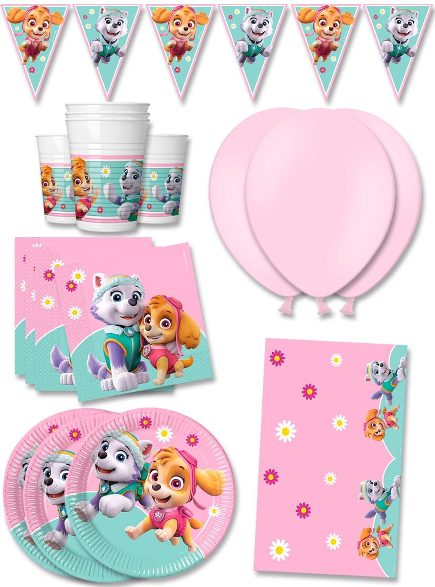 Decoração aniversário premium Patrulha Pata 16 pessoas - Skye & Everest