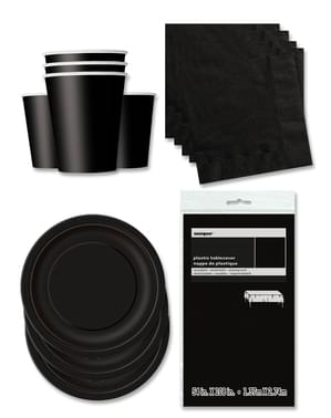 Black Party Decorations for 16 People - Basic Colours Line