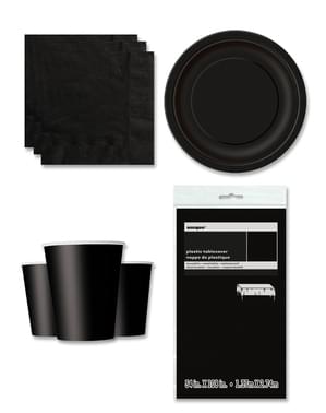 Black Party Decorations for 8 People - Basic Colours Line