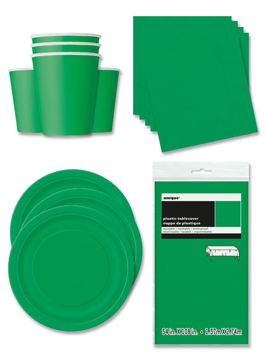 Smaragdgrønne Festdekorasjoner for 16 Personer - Basic Colours Line