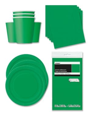 Décoration fête vert émeraude 16 personnes - Gamme couleur unie