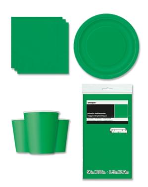 Décoration fête vert émeraude 8 personnes - Gamme couleur unie