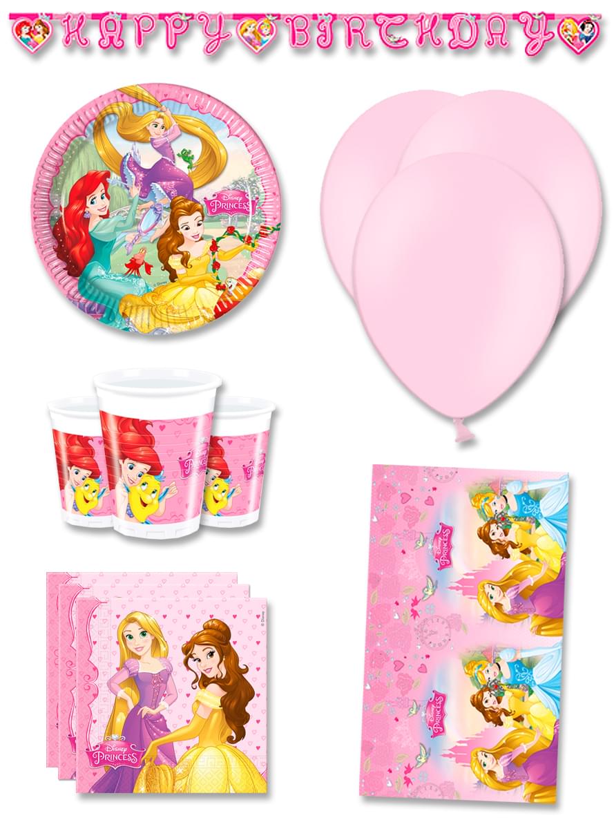 Födelsedagsdekoration premium prinsessor Disney 8 personer