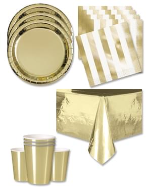 Gouden Feestdecoraties voor 16 personen - Basic Colours Line