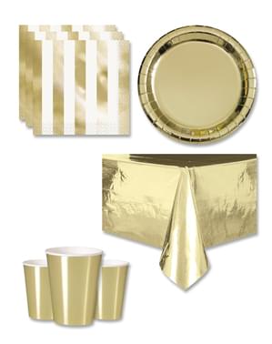 Gouden Feestdecoraties voor 8 personen - Basic Colours Line