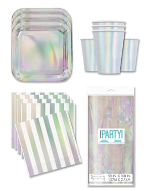 Iridescent Party Decorations for 16 People - Basic Colours Line