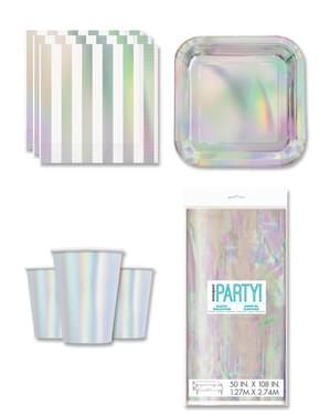 Iridescent Party Decorations for 8 People - Basic Colours Line