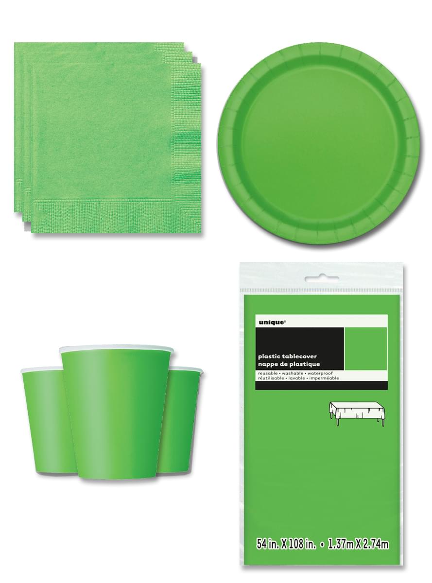 Party Deko limettengrün 8 Personen - Basicfarben Collection