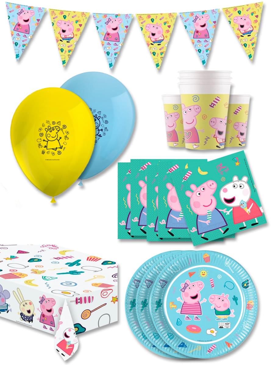 Décoration anniversaire premium Peppa Pig 16 personnes