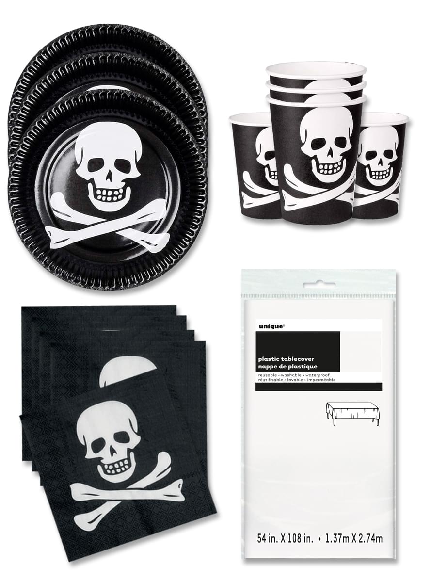 Decorazioni festa Pirata bianco e nero 12 persone