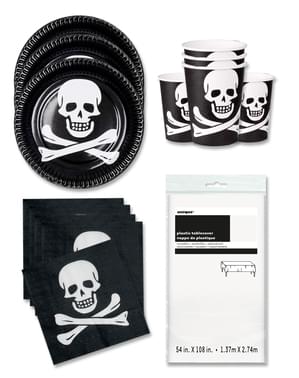 Black and White Pirate Party Decorations for 12 People