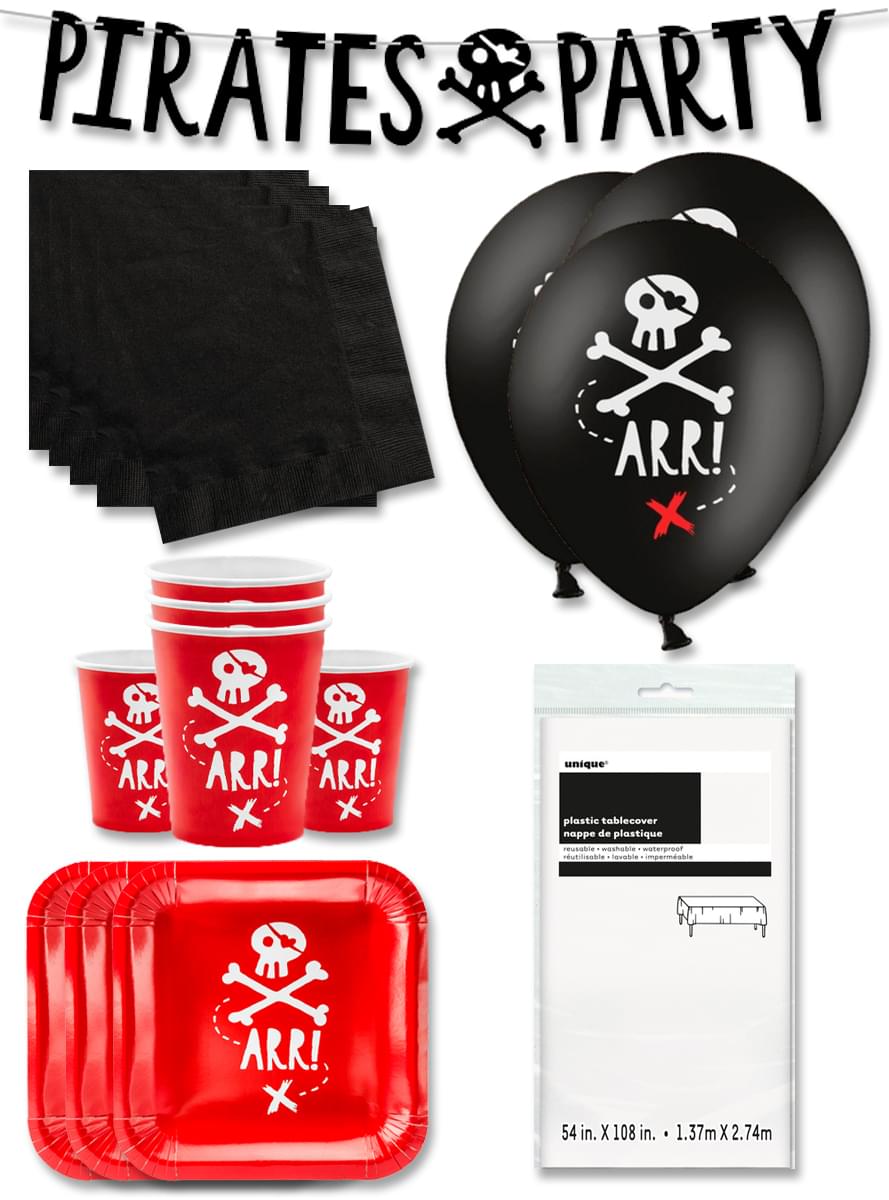 Premium Røde Pirat Festdekorationer til 12 personer - Pirates Party