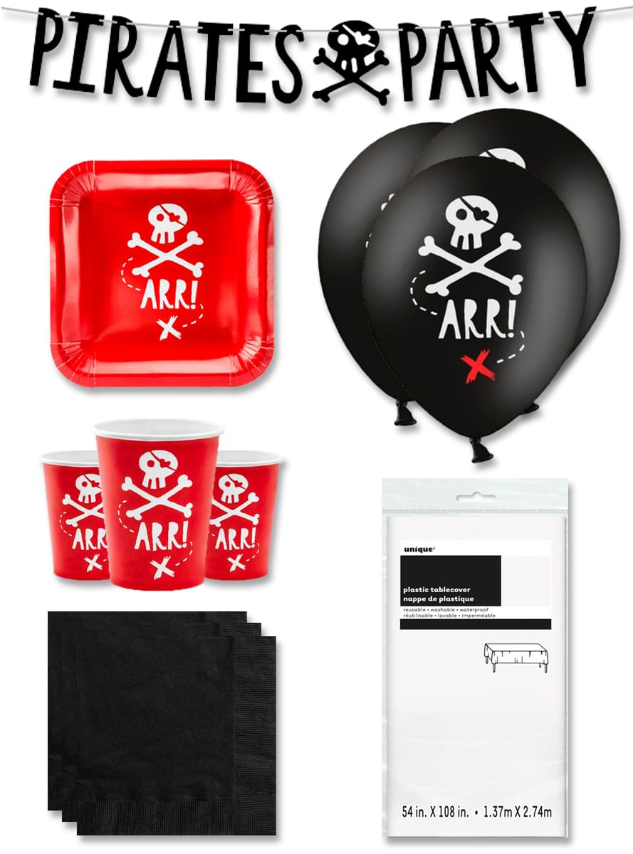 Premium Rød Pirat Festdekorasjoner for 6 Personer - Pirates Party