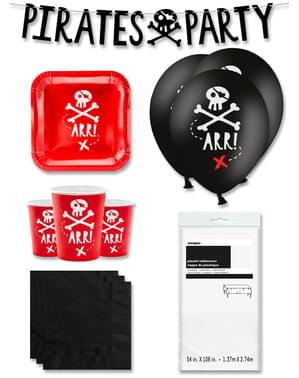 Premium Red Pirate Party Decorations for 6 People - Pirates Party