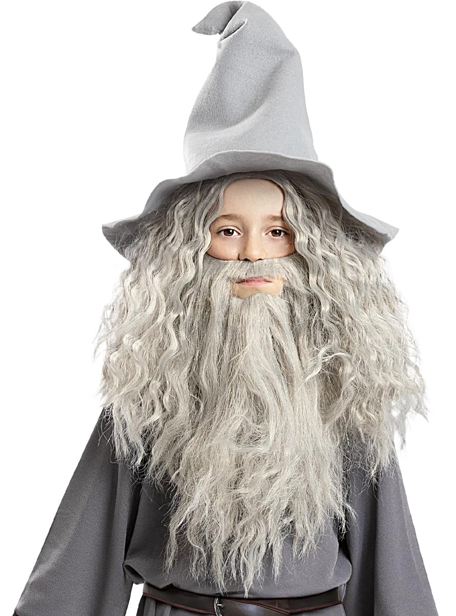 Perucă Gandalf cu barbă pentru copii - Stăpânul inelelor