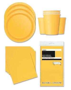 Decorazioni festa gialla 16 persone - Linea Colori Basici