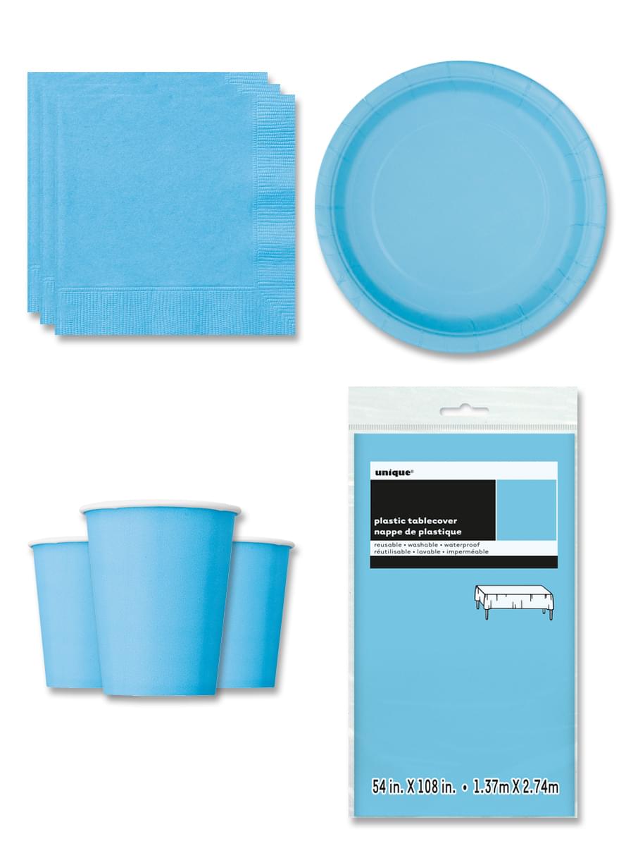 Decorazioni festa azzurro cielo 8 persone - Linea Colori Basici