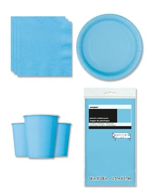 Sky Blue Party Decorations for 8 People - Basic Colours Line