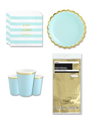 Pastel Blue Party Decorations for 8 People - Yummy