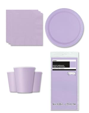 Lilac Party Decorations for 8 People - Basic Colours Line