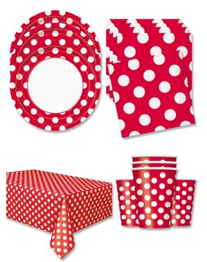 Red Polka Dot Party Decorations for 16 People