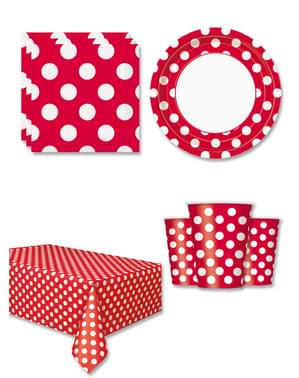 Red Polka Dot Party Decorations for 8 People