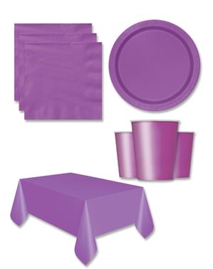 Purple Party Decorations for 8 People - Basic Colours Line