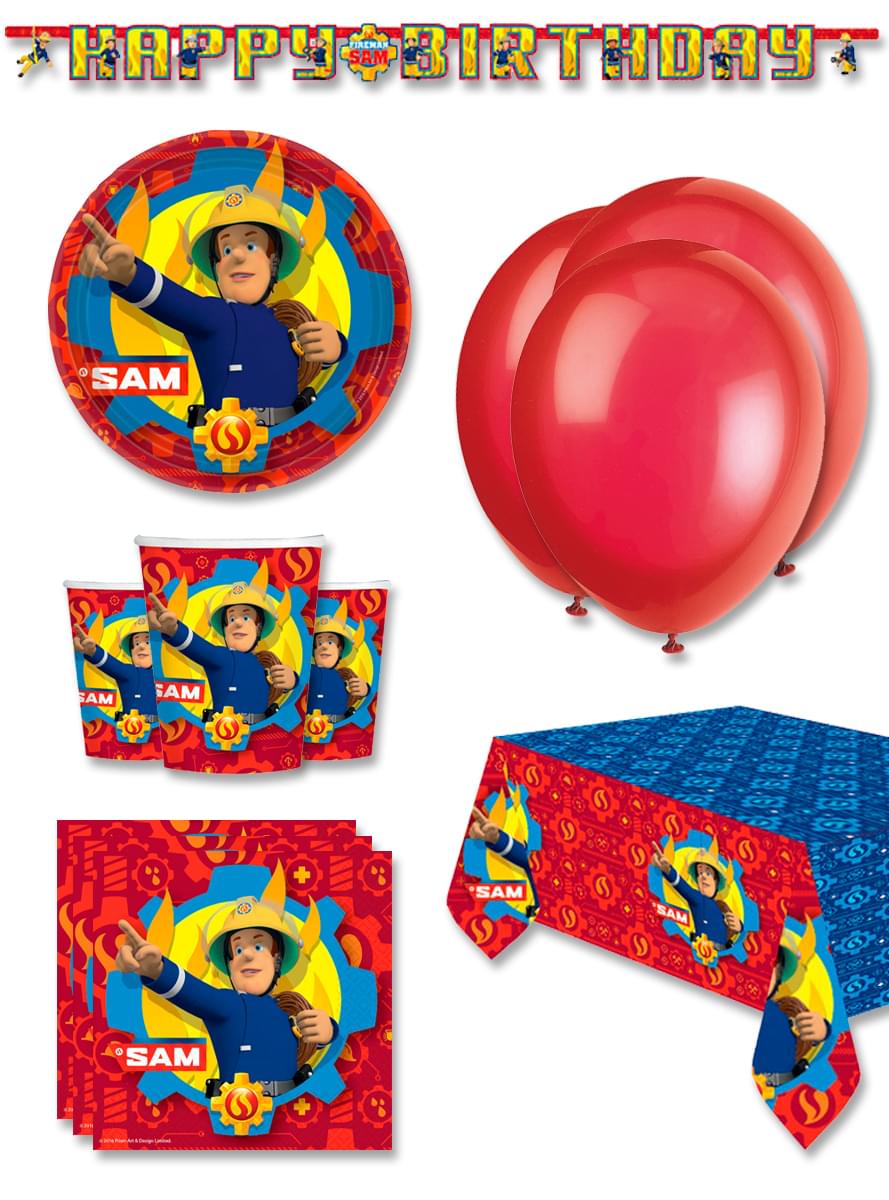 Decoração aniversário premium Bombeiro Sam 8 pessoas