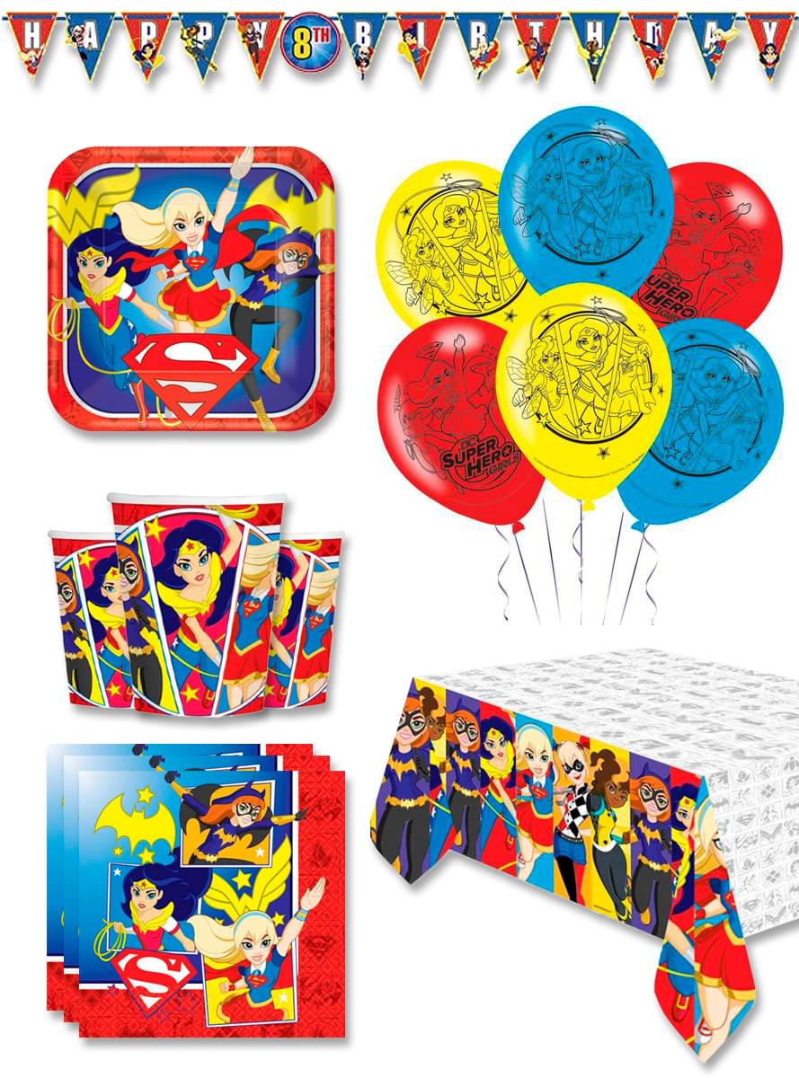 Premium DC Super Hero Girls Verjaardagsdecoraties voor 8 personen