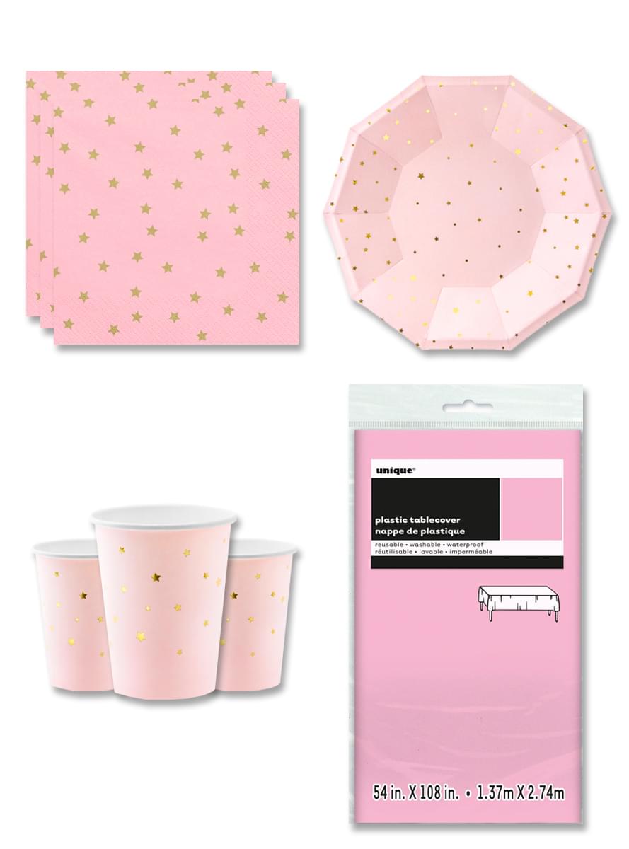 Roze Ster Feestdecoraties voor 6 personen