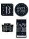 18-årsdag Bursdagspynt for 8 Personer - Black & Silver Glitz