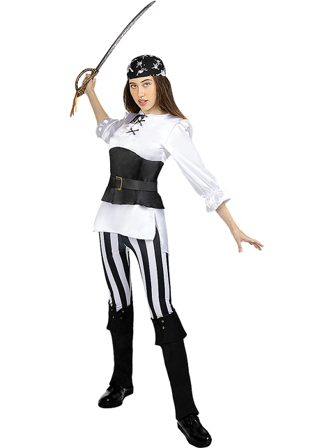 Striped Pirate Costume for Women - Black and White Collection