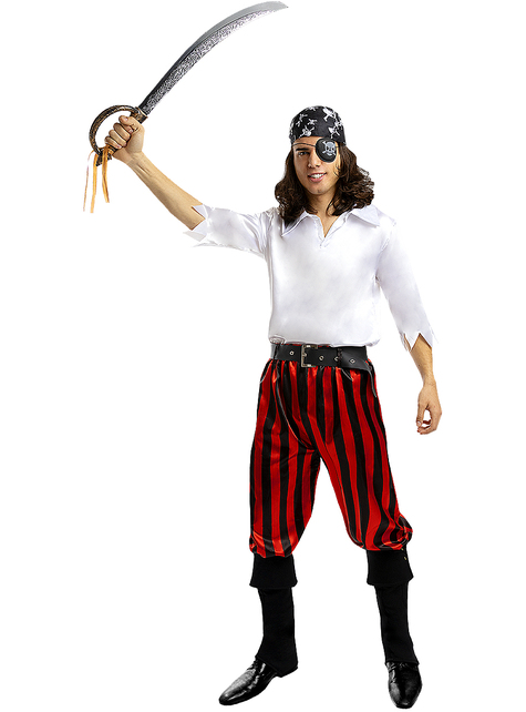 Adult Pirate Captain Costume Plus Size Mens Buccaneer Fancy Dress Outfit L-XXXL 