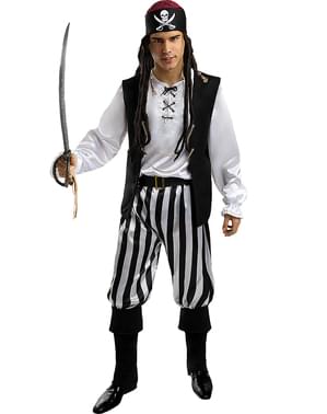 Déguisement pirate à rayures homme grande taille - Collection Blanc et Noir