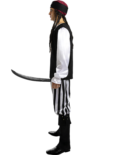 Disfraz de pirata a rayas para hombre talla grande - Colección blanca y negra 
